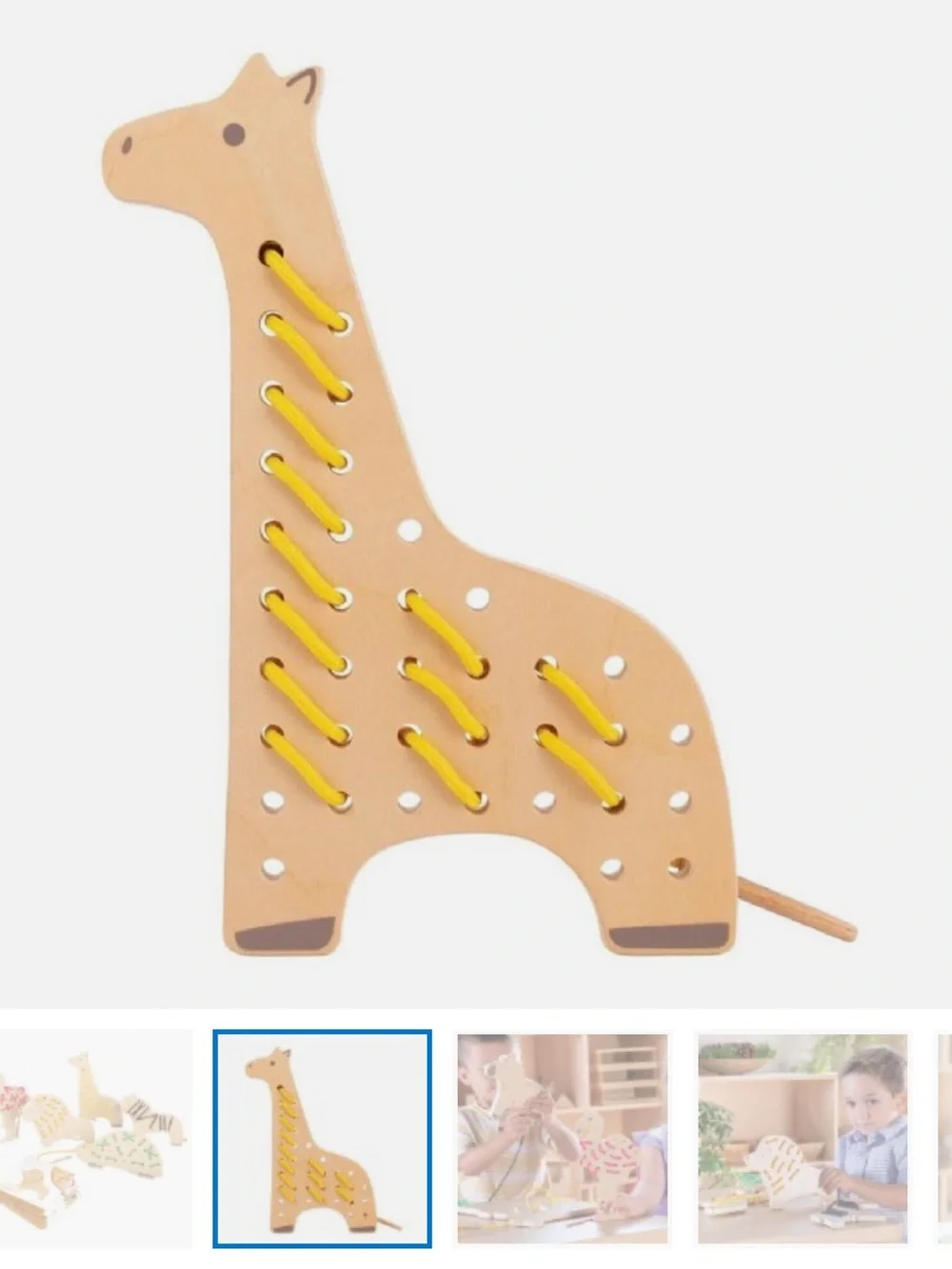 Kaplan Safari Wooden Lacing Animals - Set of 5 (New in Box)